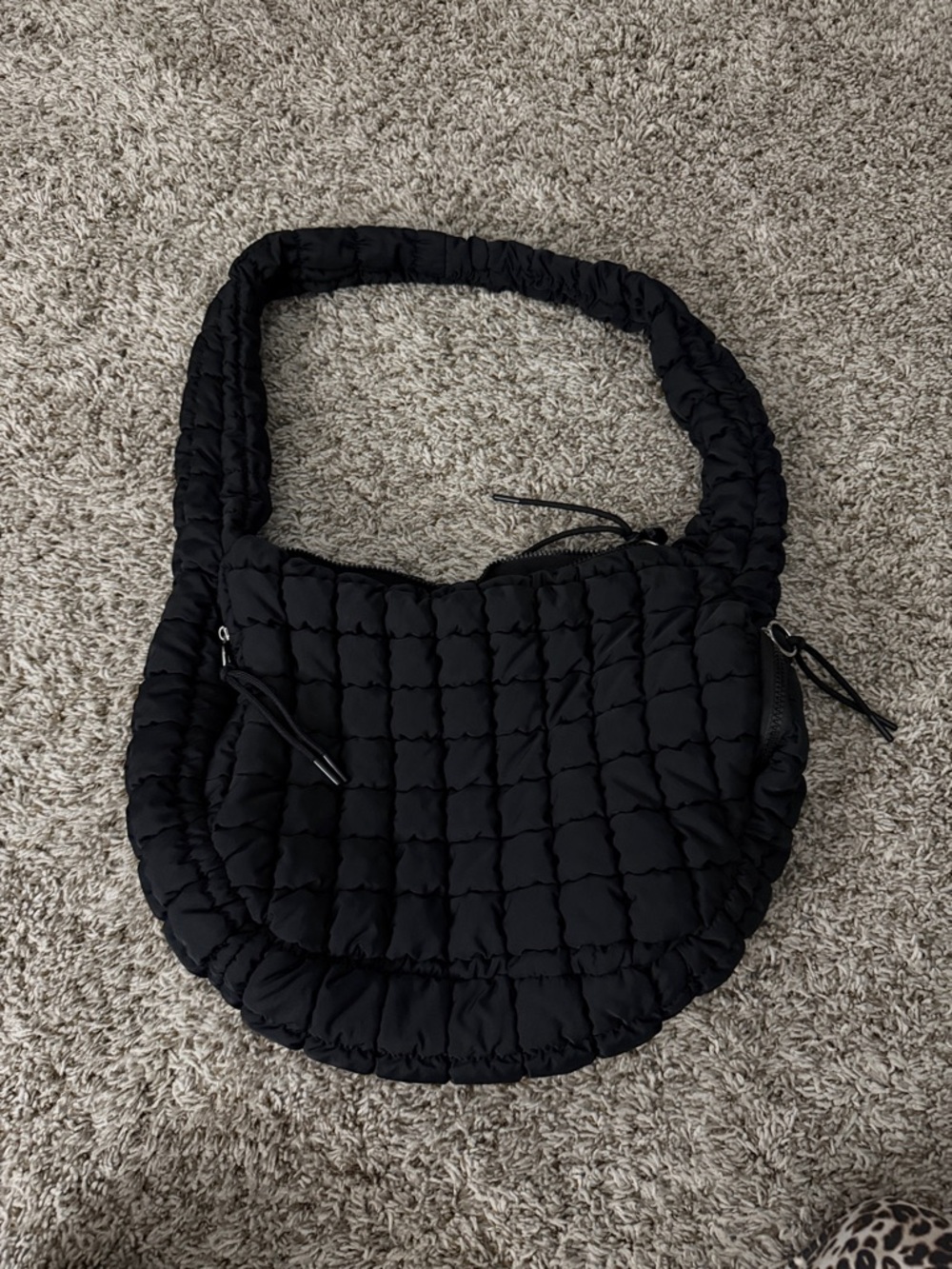 Black Quilted Shoulder Bag - Women